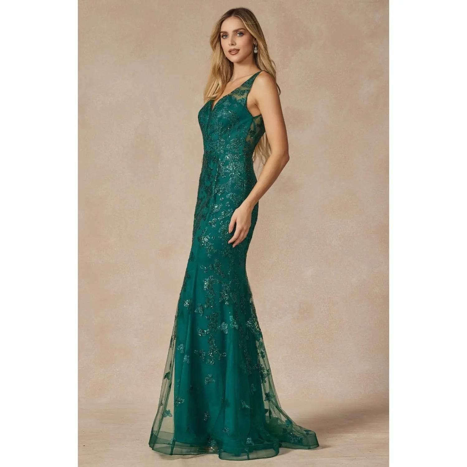 Juliet Butterfly Appliques With Low V-Neck Prom Dress Style 294 - Rosa Apparel