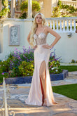 Juliet Corset Gown with Sheer Bodice and Train JT2678R Champagne