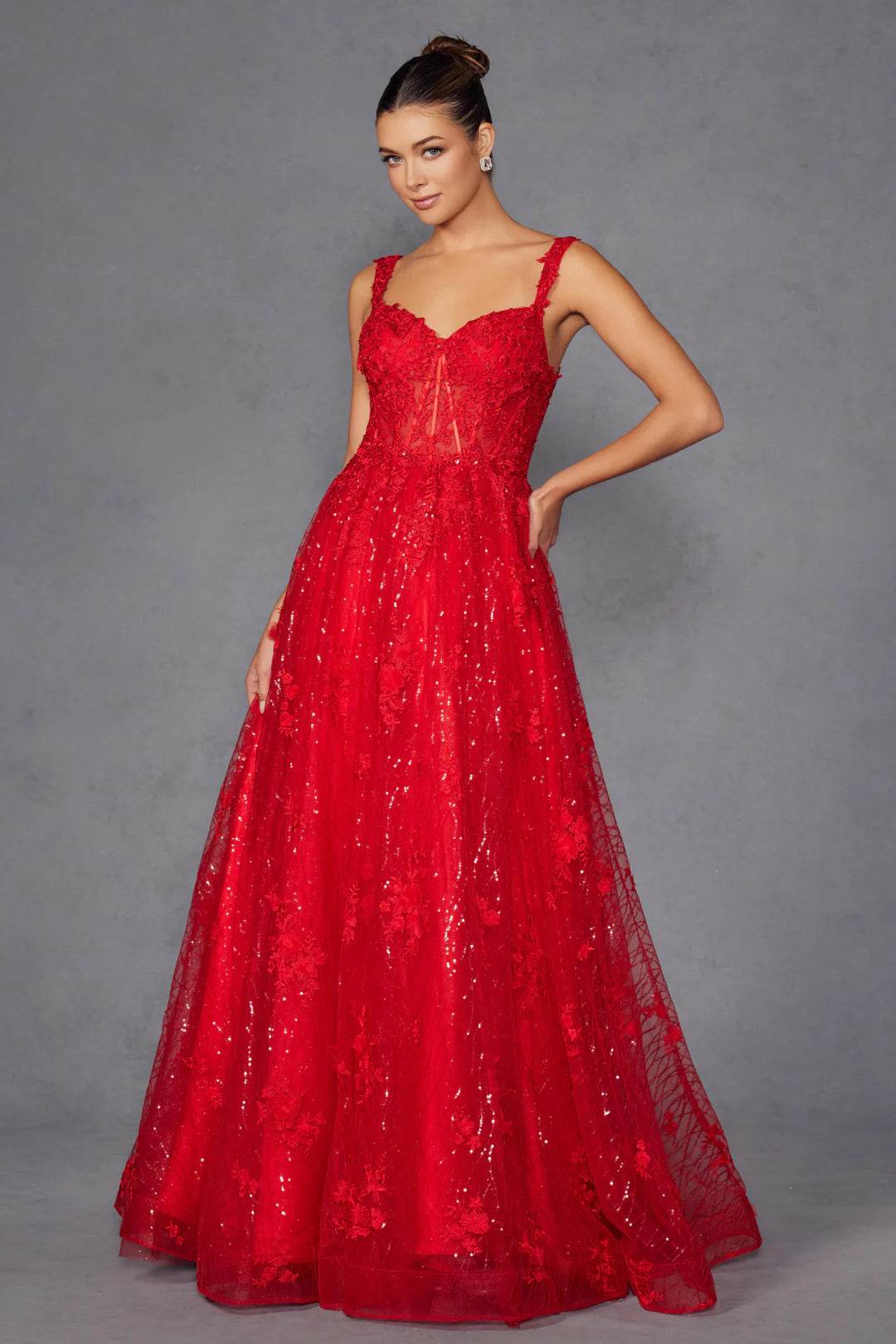 Juliet Elegant Lace Appliqué Sweetheart A-Line Gown JT2495A - Rosa Apparel