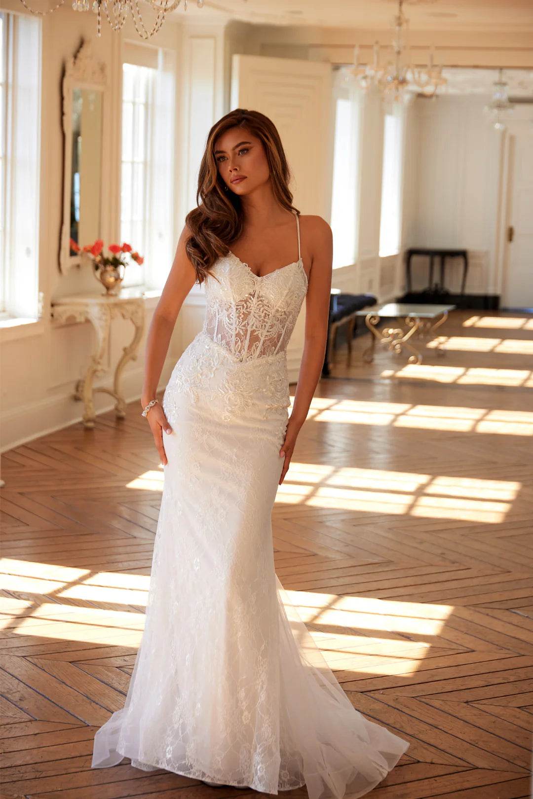 Juliet Elegant Lace Sleeveless Mermaid Bridal Gown JT2481UW - Rosa Apparel