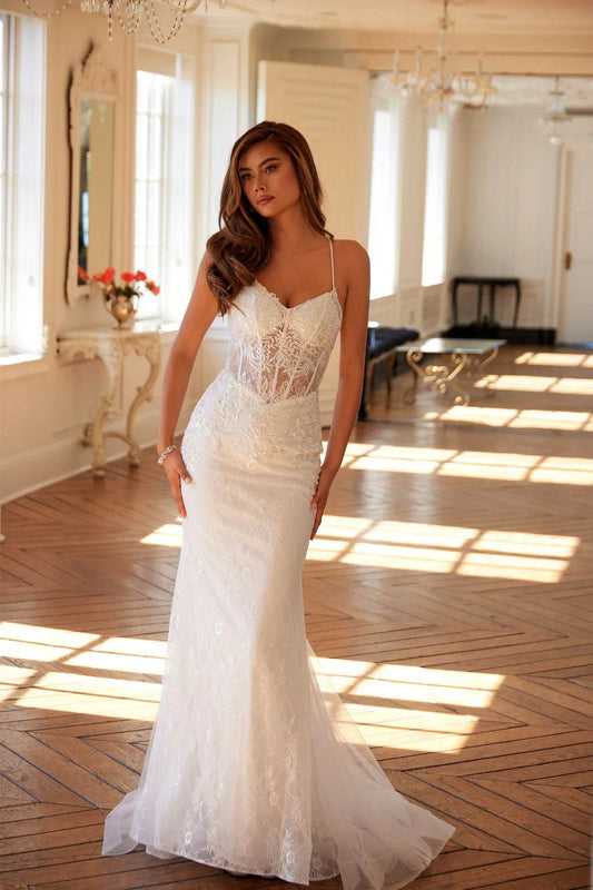 Juliet Elegant Lace Sleeveless Mermaid Bridal Gown JT2481UW - Rosa Apparel