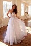 Juliet Embroidered Bodice Open Back Wedding White Gown JT2482SW - Rosa Apparel