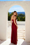 Juliet Fitted Long Cowl Neck Slit Dress JT2518I - Rosa Apparel
