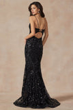 Juliet Fitted Sequin Print Deep V-Neck Gown 2411 - Rosa Apparel
