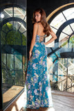 Juliet Floral Applique Sleeveless Slit Gown JT2505A - Rosa Apparel