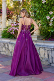 Juliet Floral Embellished Ball Gown with Sheer Fitted Corset Bodice JT2617U Wine