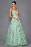 Juliet Glitter Print Strapless A-line Gown JT2547S - Rosa Apparel