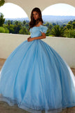 Juliet Glitter Tulle Off-Shoulder Quinceañera Ball Gown JT1487H - Rosa Apparel