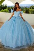 Juliet Glitter Tulle Off-Shoulder Quinceañera Ball Gown JT1487H - Rosa Apparel