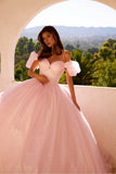 Juliet Glitter Tulle Off-Shoulder Quinceañera Ball Gown JT1487H - Rosa Apparel