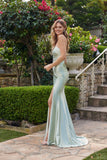 Juliet Hot Stone Satin Cutout Bow Gown with Side Slit JT2672S