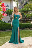 Juliet Hot Stone Satin Cutout Bow Gown with Side Slit JT2672S