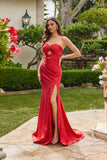 Juliet Hot Stone Satin Cutout Bow Gown with Side Slit JT2672S