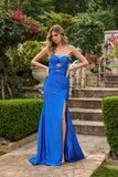 Juliet Hot Stone Satin Cutout Bow Gown with Side Slit JT2672S