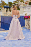 Juliet Jacquard Strapless Ball Gown with Structured Corset Bodice and Choker JT2693A Lilac