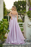 Juliet Liquid Satin A-Line Gown with Structured Corset and Floral Waistband JT2639G Rose