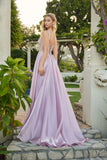 Juliet Liquid Satin A-Line Gown with Structured Corset and Floral Waistband JT2639G Rose