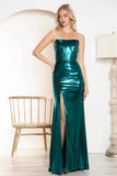 Juliet Luxe Metallic Strapless Slit Evening Gown JT2500A - Rosa Apparel