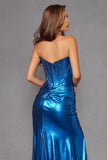 Juliet Luxe Metallic Strapless Slit Evening Gown JT2500A - Rosa Apparel