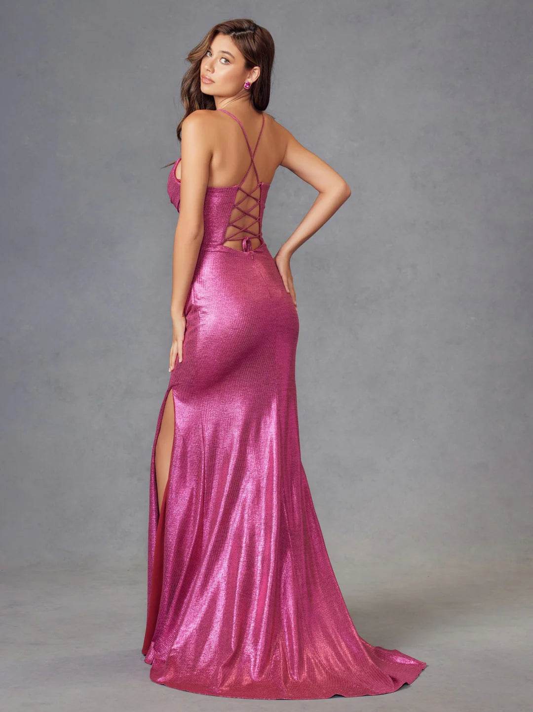 Juliet Metallic Ruched Sleeveless Gown JT2494S - Rosa Apparel