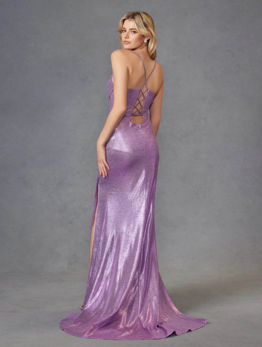 Juliet Metallic Ruched Sleeveless Gown JT2494S - Rosa Apparel