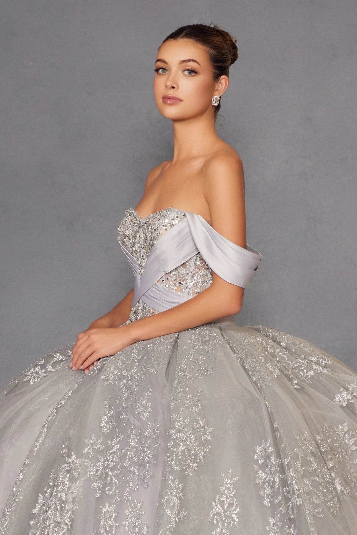 Juliet Off-Shoulder Embroidered Quinceanera Ball Gown - JT1488H - Rosa Apparel
