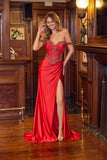 Juliet Off-The-Shoulder Beaded Corset High-Slit Prom Dress JT2652K