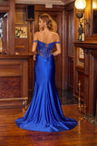 Juliet Off-The-Shoulder Beaded Corset High-Slit Prom Dress JT2652K