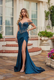 Juliet Off-The-Shoulder Beaded Corset High-Slit Prom Dress JT2652K