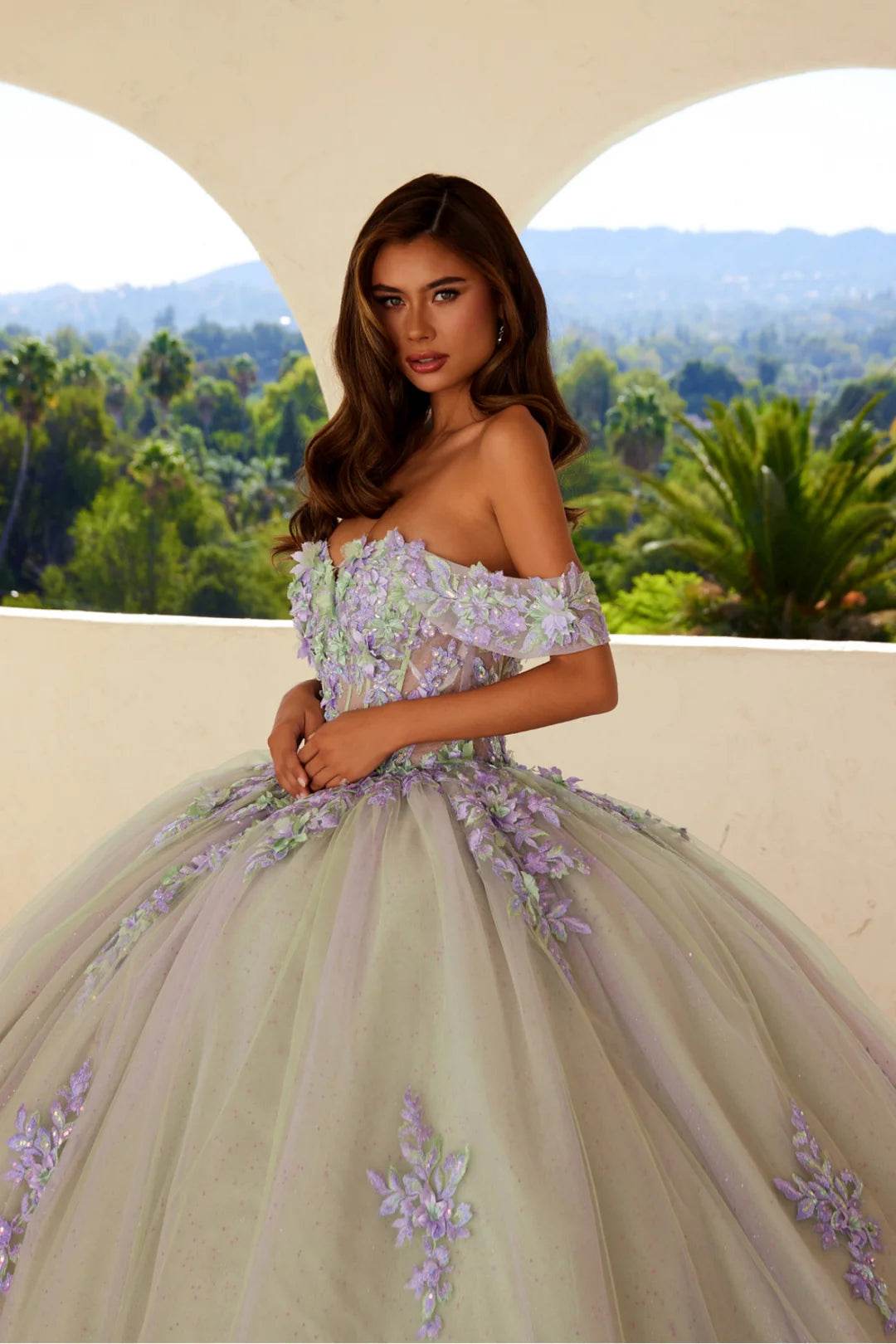 Juliet Off-the-Shoulder Quinceañera Floral Ball Gown - JT1479J - Rosa Apparel