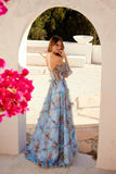 Juliet Print Off Shoulder Ruffled Gown JT2887C - Rosa Apparel