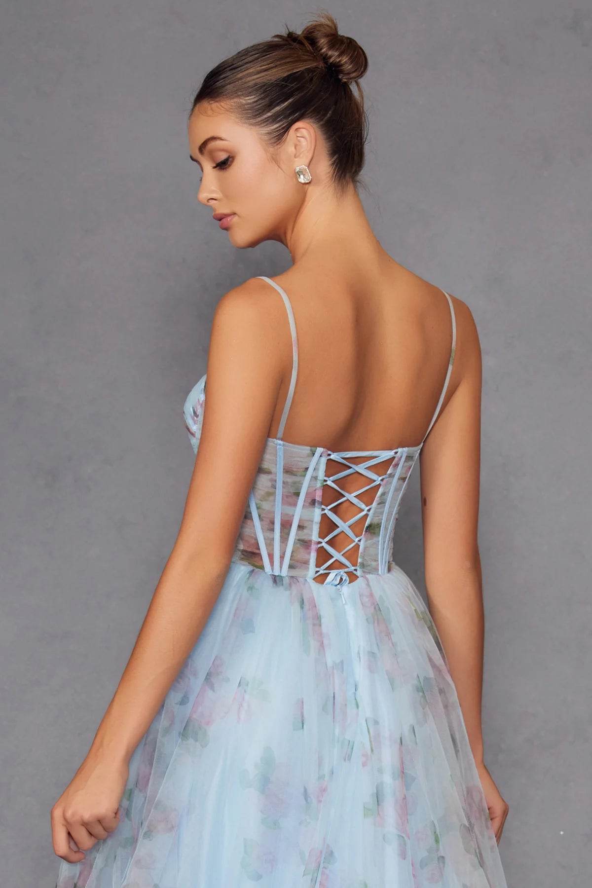 Juliet Print Sleeveless A-line Slit Gown JT2562S - Rosa Apparel