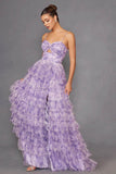 Juliet Print Sleeveless A-line Tiered Gown JT2508A - Rosa Apparel
