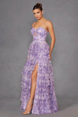 Juliet Print Sleeveless A-line Tiered Gown JT2508A - Rosa Apparel