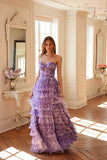Juliet Print Sleeveless A-line Tiered Gown JT2508A - Rosa Apparel