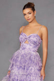 Juliet Print Sleeveless A-line Tiered Gown JT2508A - Rosa Apparel