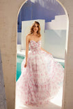 Juliet Print Strapless A-line Gown JT2507A - Rosa Apparel