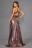 Juliet Radiant Metallic Halter Neck A-Line Prom Dress JT2503A - Rosa Apparel