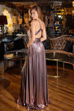Juliet Radiant Metallic Halter Neck A-Line Prom Dress JT2503A - Rosa Apparel