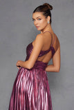Juliet Radiant Metallic Halter Neck A-Line Prom Dress JT2503A - Rosa Apparel