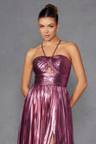 Juliet Radiant Metallic Halter Neck A-Line Prom Dress JT2503A - Rosa Apparel