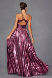 Juliet Radiant Metallic Halter Neck A-Line Prom Dress JT2503A - Rosa Apparel