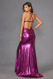 Juliet Radiant Metallic Sleeveless V-Neck Slit Gown JT2502A - Rosa Apparel
