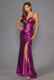 Juliet Radiant Metallic Sleeveless V-Neck Slit Gown JT2502A - Rosa Apparel