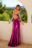 Juliet Radiant Metallic Sleeveless V-Neck Slit Gown JT2502A - Rosa Apparel