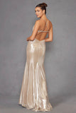 Juliet Radiant Metallic Sleeveless V-Neck Slit Gown JT2502A - Rosa Apparel