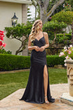 Juliet Rhinestone Evening Gown with Side Slit JT2656S Black