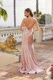 Juliet Rhinestone Evening Gown with Side Slit JT2656S Pink