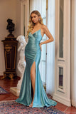 Juliet Rhinestone Evening Gown with Side Slit JT2656S Green