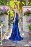 Juliet Rhinestone Strapless Gown with Starburst Design JT2679R Navy Blue